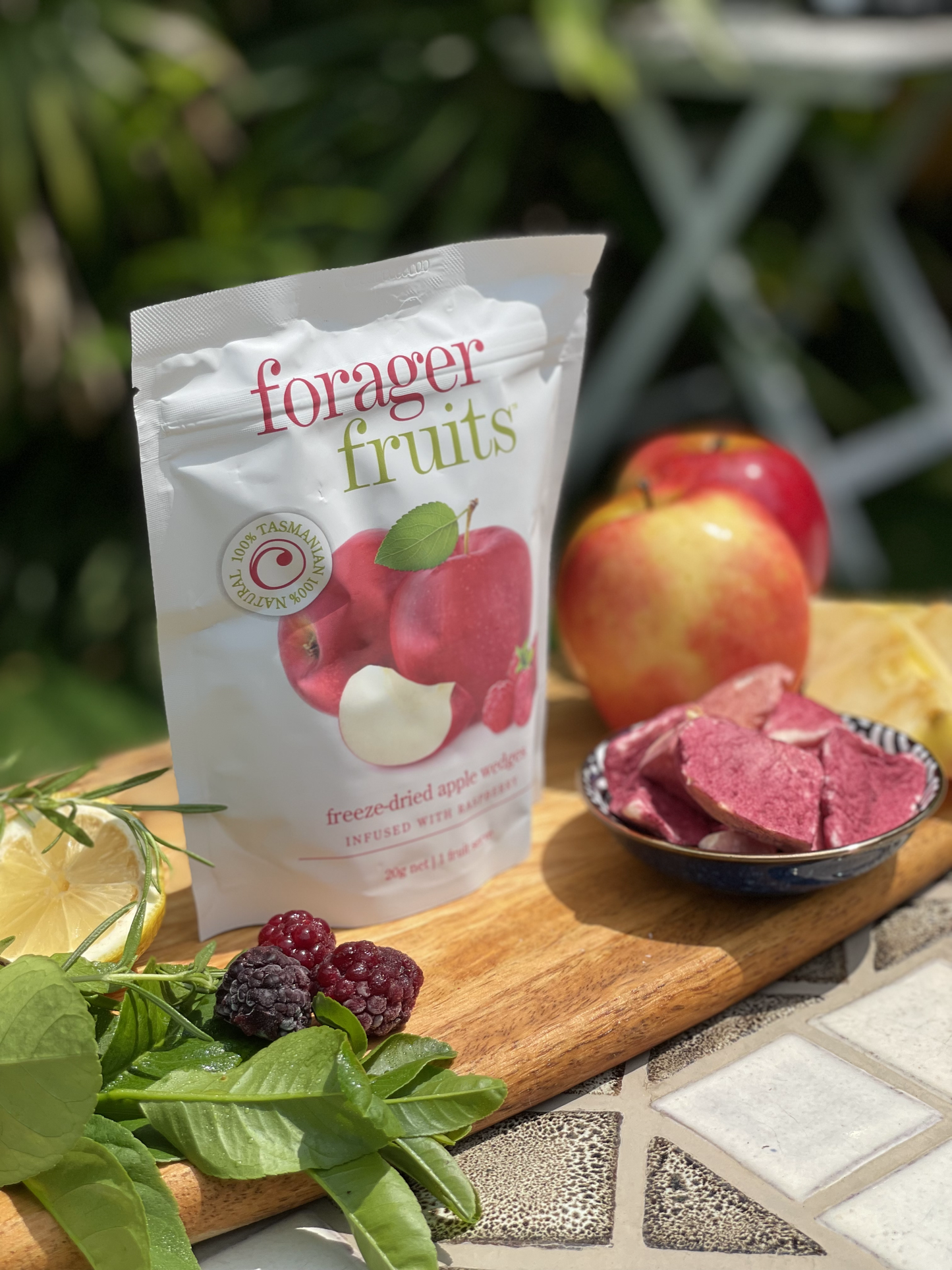 Forager Freeze Dried Apple Wedges infused with Raspberry