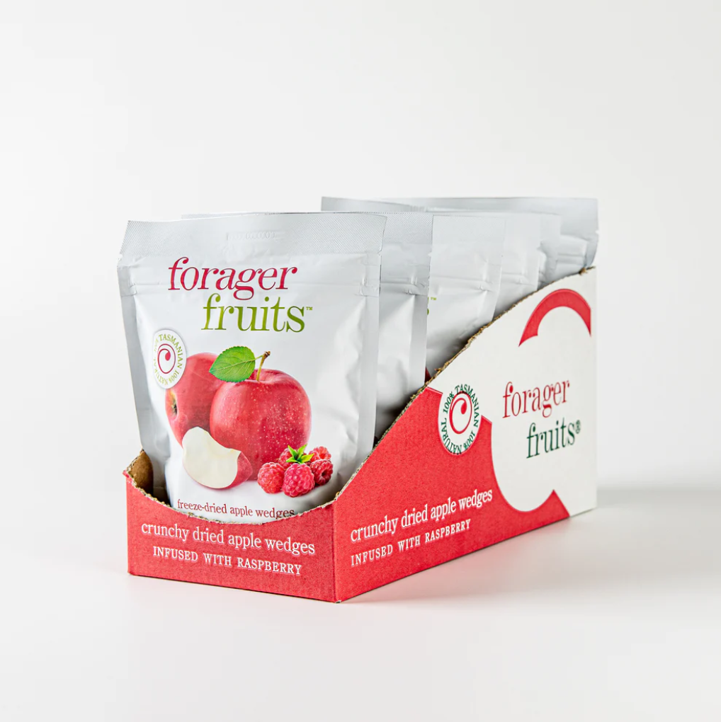 Forager Freeze Dried Apple Wedges infused with Raspberry (Box of 6)